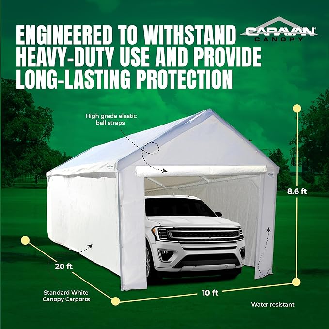 Caravan Canopy Tent Sidewalls for Domain Carport with Straps, Ideal for Garage Storage, Inflatable Garage Covering, White (Sidewalls Only)