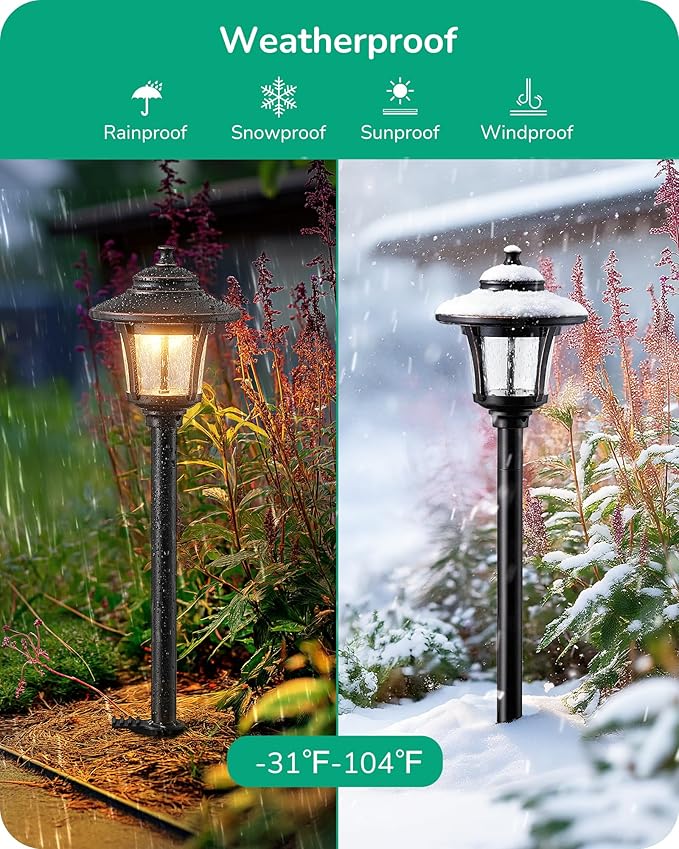 EDISHINE Low Voltage Pathway Lights Wired, 12V 3W 120LM 3000K Seed Glass Outdoor Landscape Lighting with Connectors, ORB Waterproof Electric LED Landscape Path Lights for Walkway Garden Yard, 10 Pack