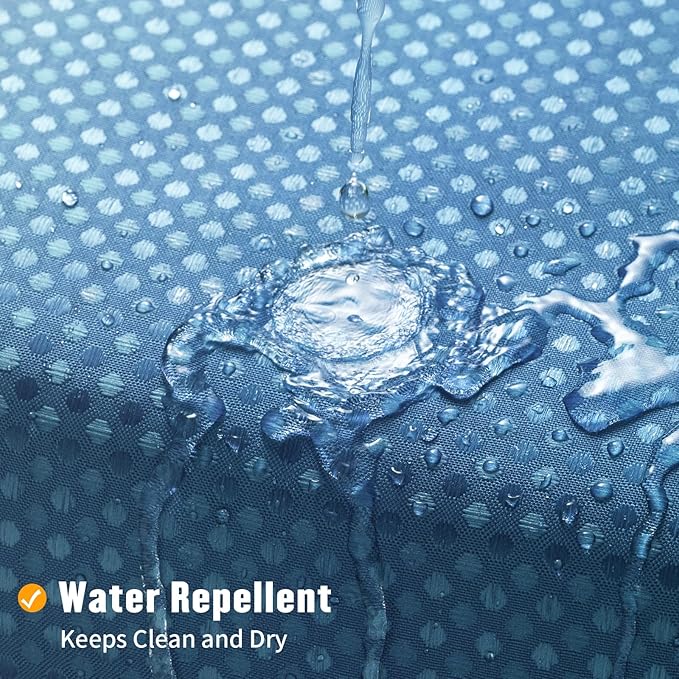 MitoVilla No Hooks Needed Blue Ombre Waffle Shower Curtain with Snap-in Liner, Modern Waffle Weave Heavy Duty Fabric Cloth Shower Curtain for Luxury Neutral Hotel Spa Bathroom Decor, 72 x 74