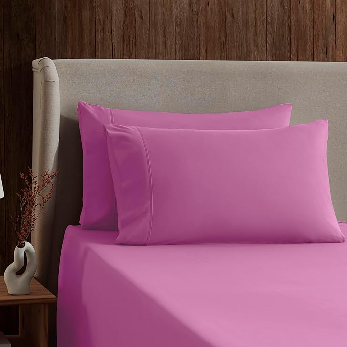 Nestl California King Sheet Set - 1800 Ultra-Soft Microfiber Cal King Bed Sheets - Double Brushed - Deep Pockets - Easy Fit - 4 Piece Set - Bed Sheets (California King, Light Pink)