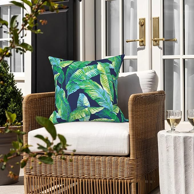 LVTXIII Indoor Outdoor Pillow Covers, Covers ONLY Patio Accent Square Toss Pillow Cushion Case 18" x 18" Pack of 2 for Chair Sofa Couch Patio Furniture Decoration – Hanalei Lagoon