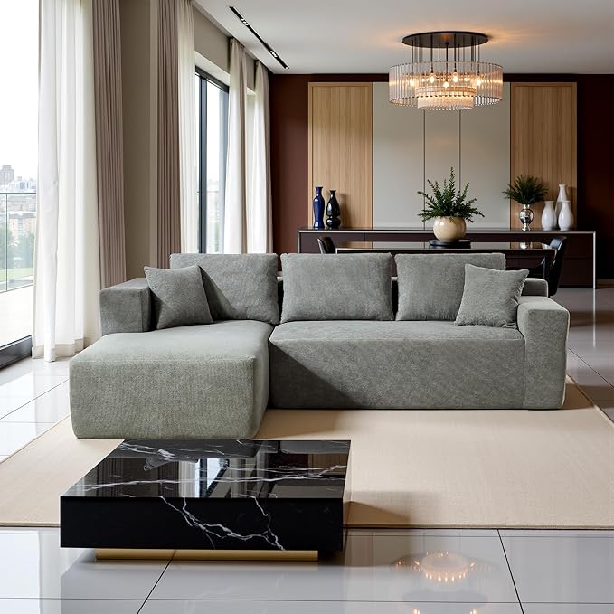 Sectional Couches for Living Room 106" L Shaped Cloud Couch Modern Modular Sectional Sofa Bad, Boneless Couch with Deep Seat, No Assembly Required (Chenille, Beige)