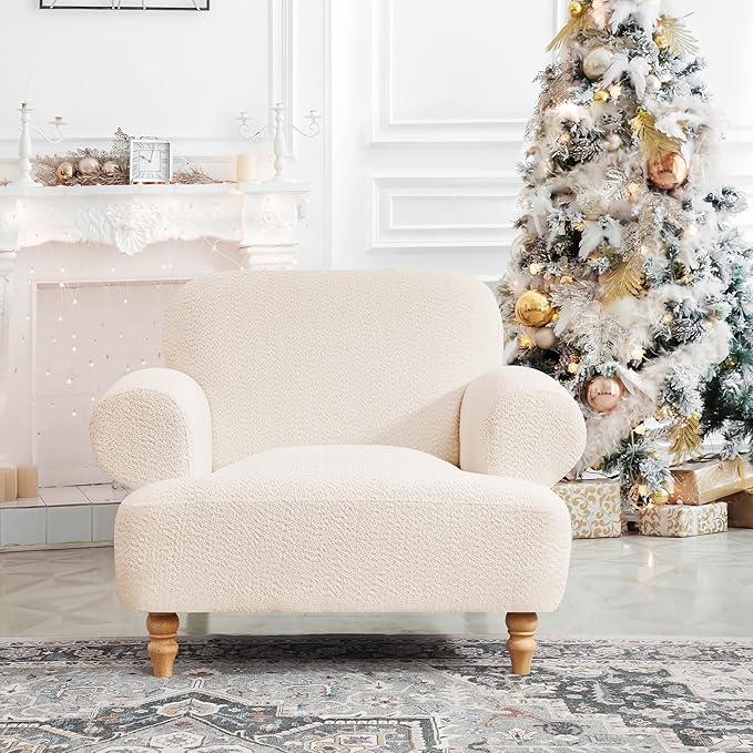 41.75" Oversized Modern Accent Chair w/Chenille Fabric,Wide& Round Arm, Single Sofa Chair for Bedroom,Living Room,Apartment,Study Room (1, Khaki)