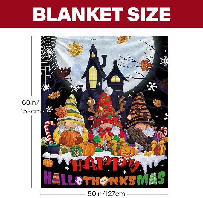 Halloween Blanket, Halloween Throw Blanket for Sofa Couch Room Bed, Xmas Gifts for Women Men Daughter Son Kids, Gifts for Thanksgiving, Pumpkin Gift, 50"x60"
