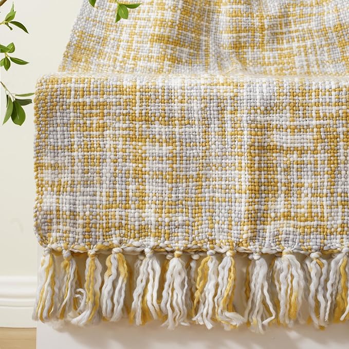 BATTILO HOME Yellow Throw Blanket for Couch Bed, Mustard Gold Blanket for Spring Summer, Multicolor Throw Blanket for Home Decor, 50"x60"