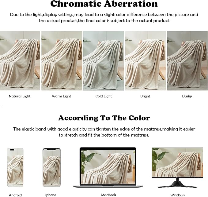 NEWCOSPLAY Super Soft Throw Blanket Linen Premium Silky Flannel Fleece Leaves Pattern Lightweight Bed Blanket All Season Use (Linen, Throw(50"x60"))