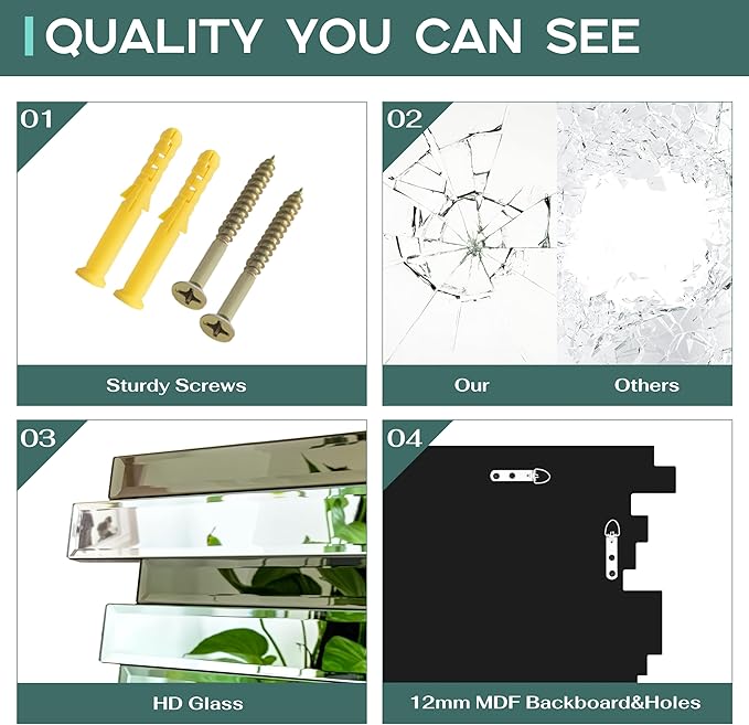 Mirrors for Wall Rectangle Accent Mirrors for Wall Large Mirror for Decor Living Room 24×47 inch