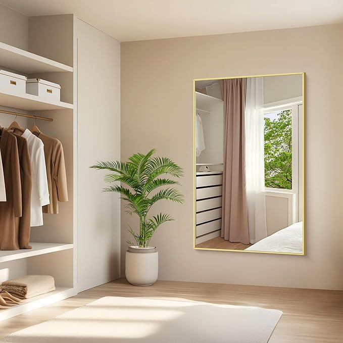 KOCUUY Large Gold Bathroom Mirror, 55x36 inch Rectangular Mirror for Bathroom Sink, Oversized Wall Mirror with Metal Gold Frame for Living Room, Farmhouse, Entryway, Hang Horizontal/Vertical