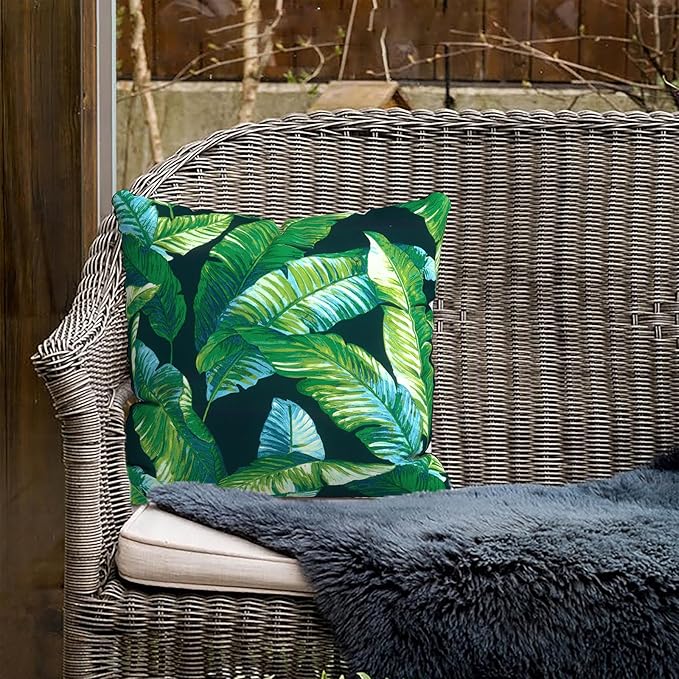 Outdoor Throw Pillow Covers 16x16 Inch, Square Patio Pillow Cases Pack of 2, Modern Decorative Back Cushion Covers for Patio Furniture Garden Couch Farmhouse, Hanalei Lagoon