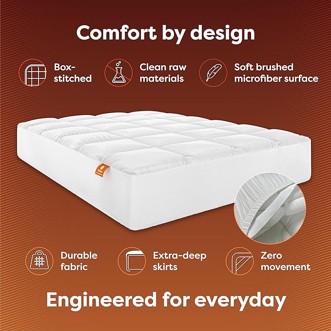 HOSPITOLOGY PRODUCTS Hypoallergenic Mattress Cover- Overstuffed - Deep Pocket - Goose Down Alternative Pillow Top Mattress Topper Full - 54" W x 75" L