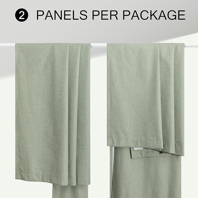 96 Inch Curtains 2 Panels Set Drapes 96 Inches Long Spring Curtain for Living Room Sage Green Black Out Linen Room Darkening Blackout Thermal Vertical Patio Blinds for Sliding Glass Doors Vintage Boho