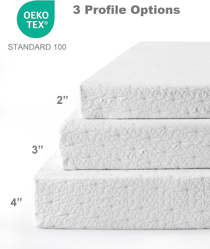 Ferlizer 2" [Twin] Mattress Topper, Memory Foam Mattress Topper Twin with Ultra Soft Cover & Corner Straps, CertiPUR-US Certified, Grey