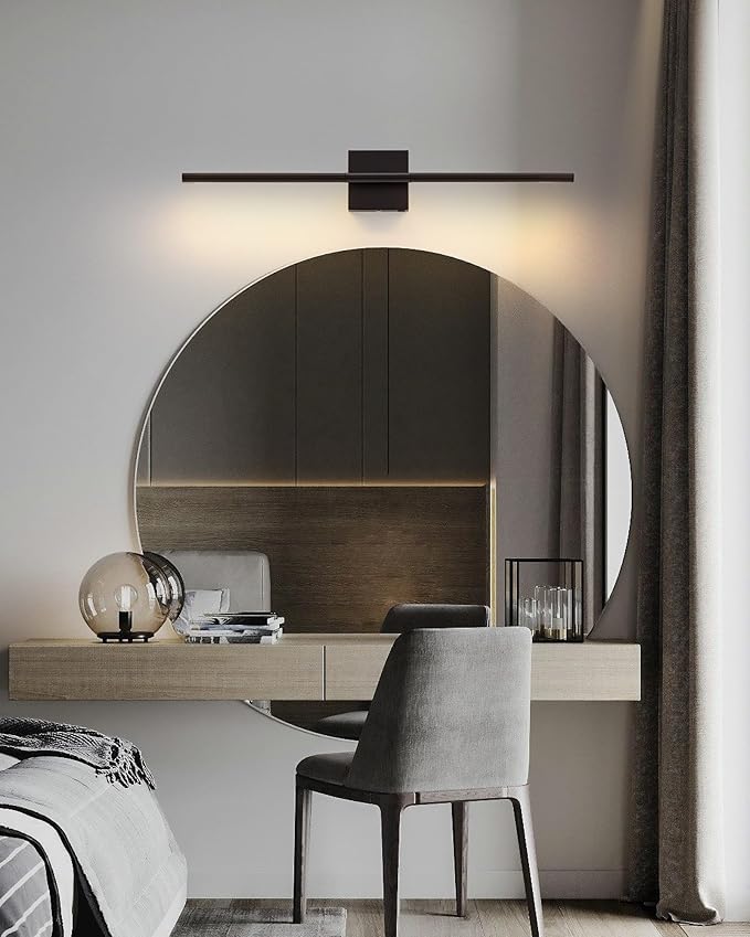 KDG Cordless Wall Sconces with Remote Control, Wireless 7000mAh Rechargeable Battery Operated LED Wall Lamps, 360° Rotate Lightings for Wall Painting, Bedroom, Hallway, Night Light 23.6 inch (Black)