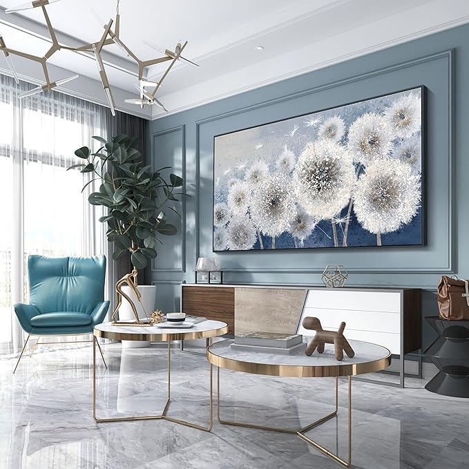 Pogusmavi Dandelion Wall Art Modern Wall Decor Botanical Wall Art Framed Artwork for Walls Office Artwork Wall Pictures for Bedroom Canvas Wall Art for Living Room 30x60 Black Framed