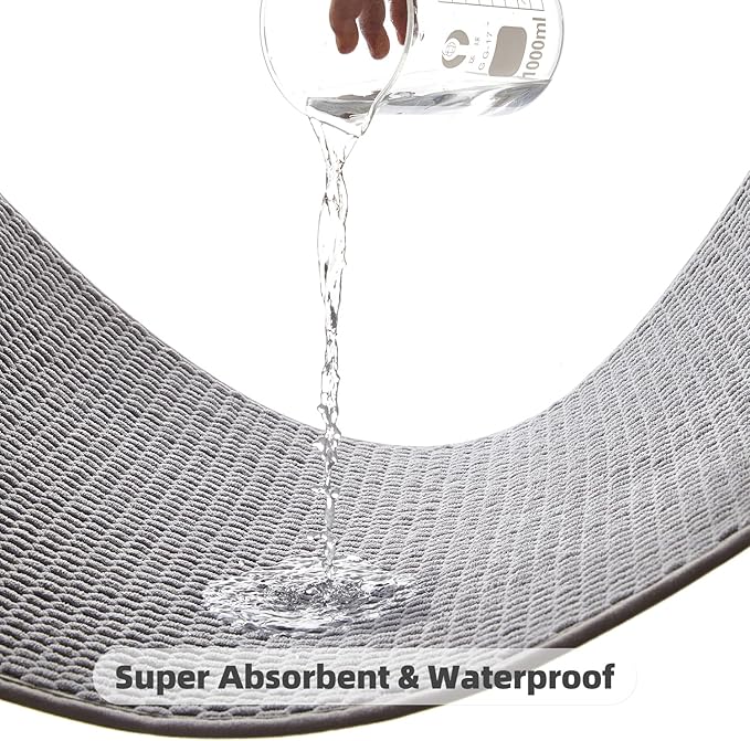 Bathroom Runner Rugs, Long Bath Mat Runner Washable Thin Quick Dry Low Pile Bathroom Runner Rugs Non Slip, Light Grey 24"x70"