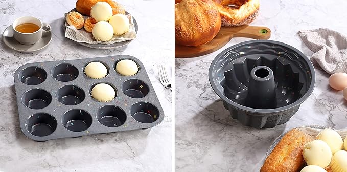 51PCS Silicone Bakeware Set - Silicone Cake & Baking Pans Set, Including Pan, Mold, Toast, Muffin, Donut & Cupcake Molds, Baking Cups Set
