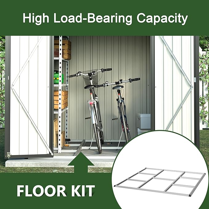 6x6FT Outdoor Storage Shed，Heavy-Duty Metal Storage with Floor Kit, Vents and Clear Window