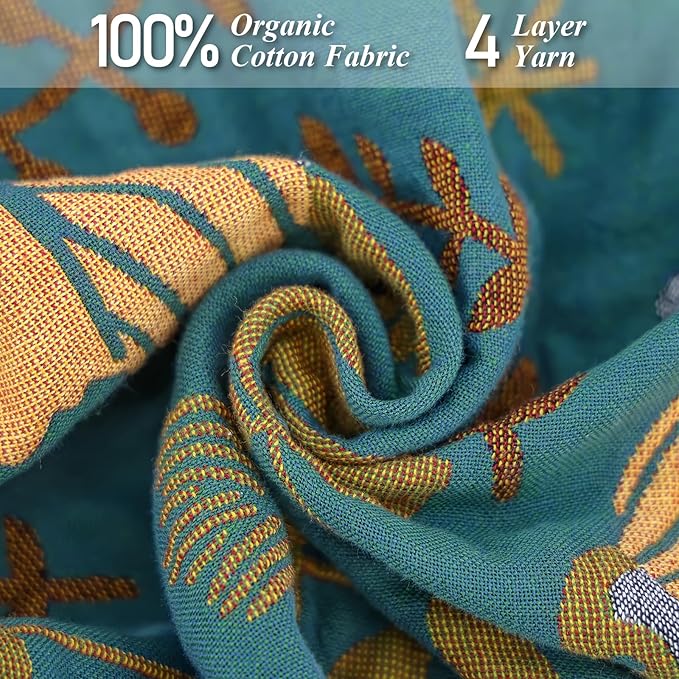 Boho Throw Blanket for Bed-100% Cotton Soft Breathable Farmhouse Decor Boho Quilt for Sofa Bed (Green Floral Bird, 90"x98")