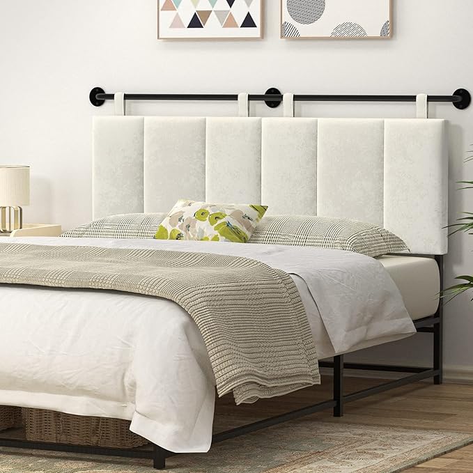 Headboard, Headboards Queen Size Wall Mounted Bed Headboard with Headboards Only Height Adjustable Beige Head Boards for Bedroom(Velvet Beige, Queen)