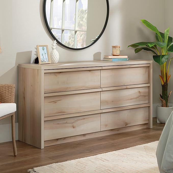 Sauder Harvey Park 6 Drawer Dresser for Bedroom Wooden Dressers & Chest of Drawers, in Pacific Maple