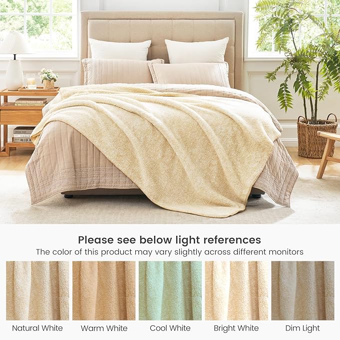 Cozy Bliss Ultra Soft Reversible Double Sherpa Sided Blanket, Fluffy Thick Warm Plush Fuzzy Blanket for Couch, Bed and Gifts (Mottled Beige, 50" x 60")