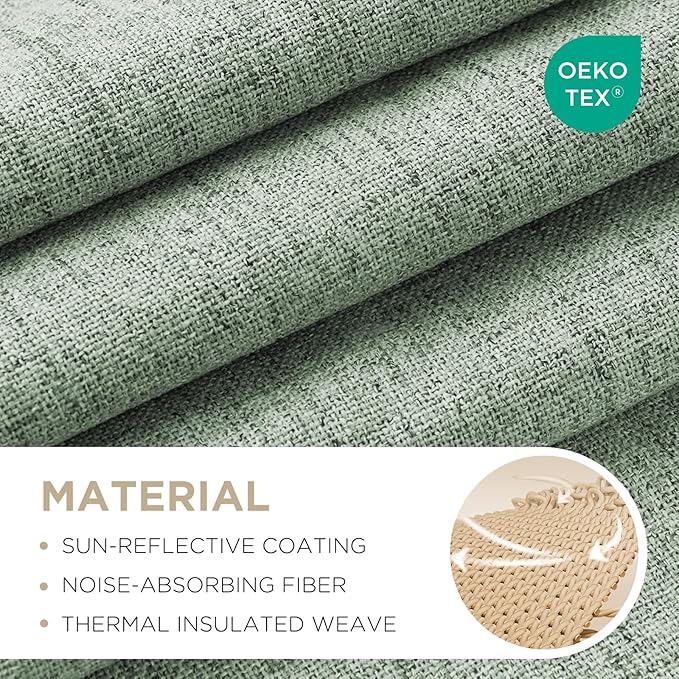 Joydeco 100% Blackout Curtains for Bedroom - Natural Linen Curtains 52" W x 120" L Long, Thermal Insulated 2 Panels Light Blocking Drapes, Rod Pocket & Back Tabs, Darkening Privacy for Living Room