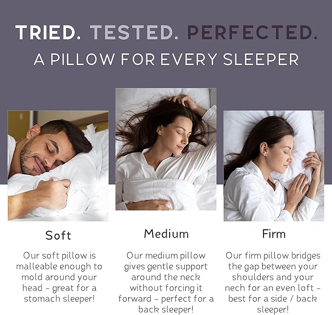 Lincove Cloud Natural Canadian Down Pillow, White Luxury Sleeping Pillow - 625 Fill Power, 500 Thread Count Cotton Shell, Made in Canada, Queen - Firm, 2 Pack