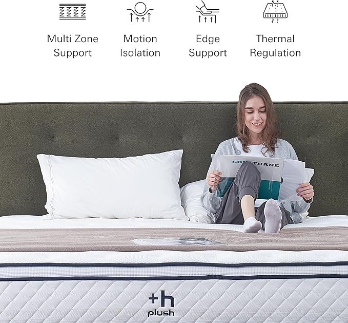 Plush Dream Full Mattress 12 Inch Hybrid Pocketed Springs - Mattress in a Box with Memory Foam, Soft Plush Feel, Motion Isolation, Multi-Zone Spinal Support