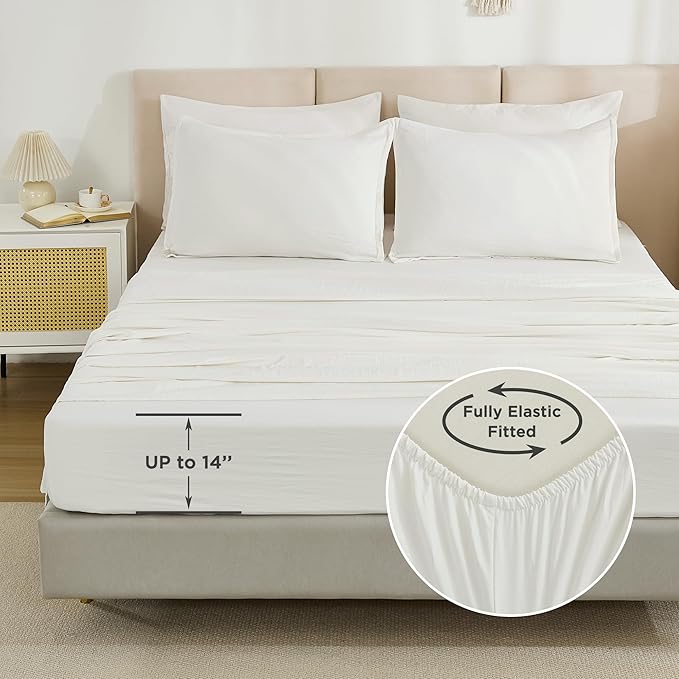 Litanika Oversized King Comforter Sets Ivory - 7 Pieces Bed in a Bag Oversized King Bedding Comforter Sets, Solid Lightweight Bed Set with Comforter, Sheets, Pillowcases & Shams