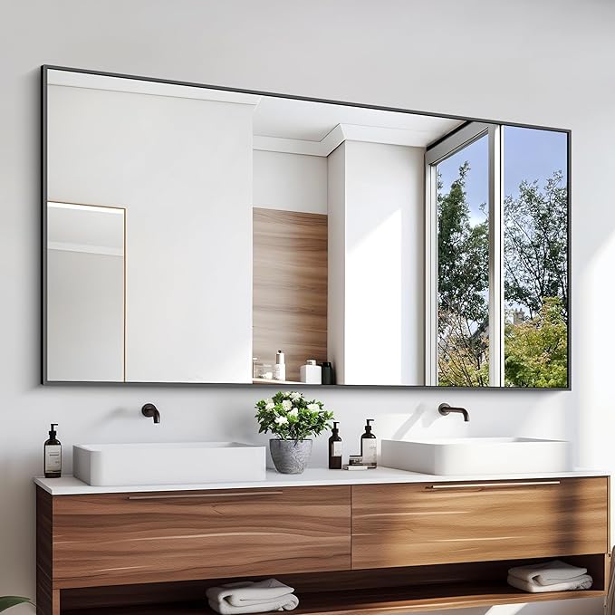 KOCUUY Bathroom Mirror,30x60 Large Black Mirrors for Wall,Rectangle Long Vanity Mirror with Aluminum Frame Modern Home Decor for Bathroom, Living Room, Farmhouse, Entryway, Hang Horizontal/Vertical