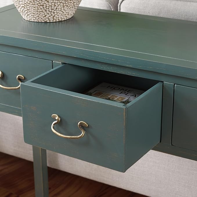 SAFAVIEH Home Collection Cindy Farmhouse Dark Teal 3-Drawer Console Table