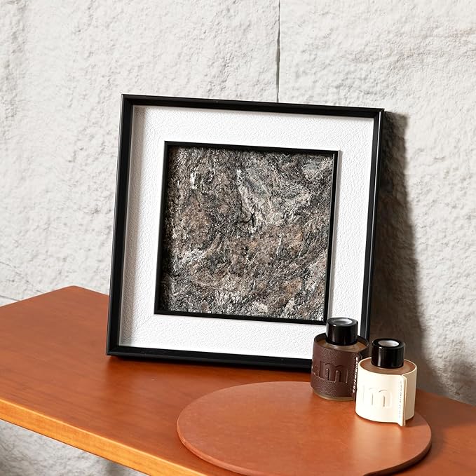 Natural Marble Decorative Wall Art Home Decor for Bedroom Abstract Lithographic Painting for Living Room Hand Made Aesthetic Classroom Farmhouse Heavy Texture Picture Frames 10x10 in Platinum Diamond