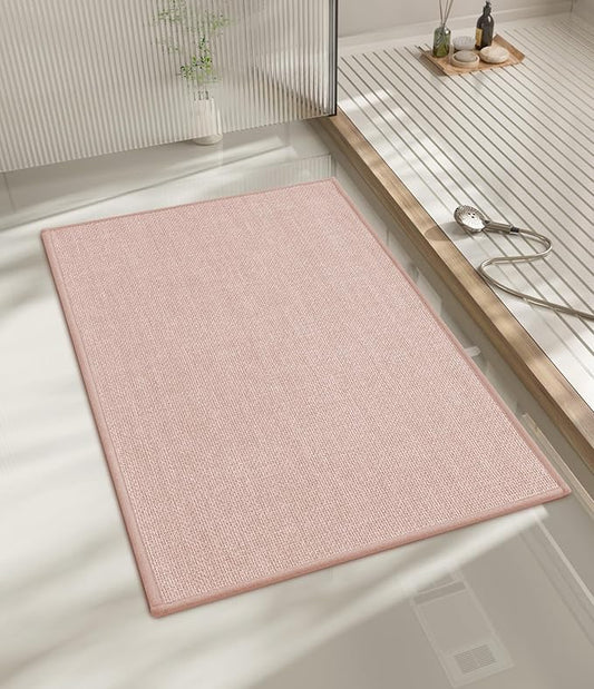 chakme Bathroom Rugs Mat 24x17, Ultra Thin Non Slip Bath Mat Small Quick Dry Absorbent Bath Mat for Bathroom Floor, (Pink, 24"x17")