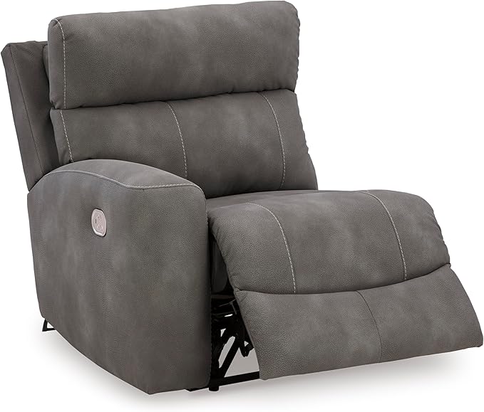Signature Design by Ashley Next-Gen DuraPella Contemporary Faux Leather Modular Wall Hugger 3-Piece Power Reclining Sectional Loveseat with Console, Adjustable Headrest and USB Ports, Gray