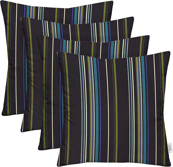 RSH DECOR: Sunbrella Square Throw Pillows Set of 4 | 20" x 20" | Water and Fade-Resistant Performance Fabric | Outdoor Pillow Covers with Down-Alternative Inserts | Stanton Lagoon