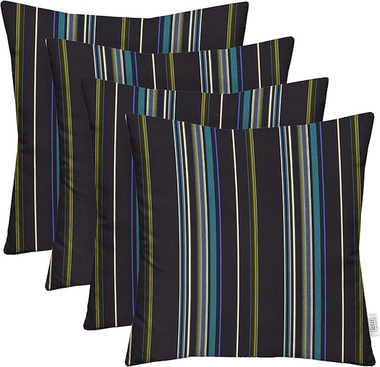 RSH DECOR: Sunbrella Square Throw Pillows Set of 4 | 20" x 20" | Water and Fade-Resistant Performance Fabric | Outdoor Pillow Covers with Down-Alternative Inserts | Stanton Lagoon