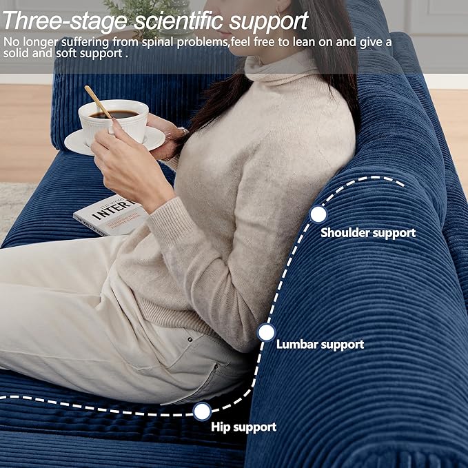 Modern Accent Chair Living Room Chairs in Corduroy Fabric,Reading Chair Sofa Couch for Apartment and Small Spaces. (Blue, Chair)