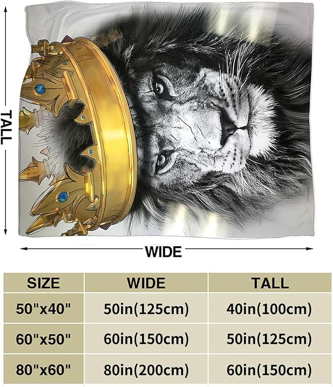 Lion Crown Throw Blanket - Soft, Warm & Cozy Fleece for Men, Women, Girls & Boys - 80"x60"
