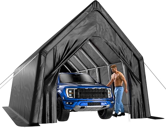 Portable Garage, 13 x 24 FT Heavy Duty RV Carport Canopy, Reinforced Steel A-Frame Truck Ports, Weatherproof All-Cover Outdoor Metal Garage Car Shelter, Superior Resistance to Tearing and Weathering