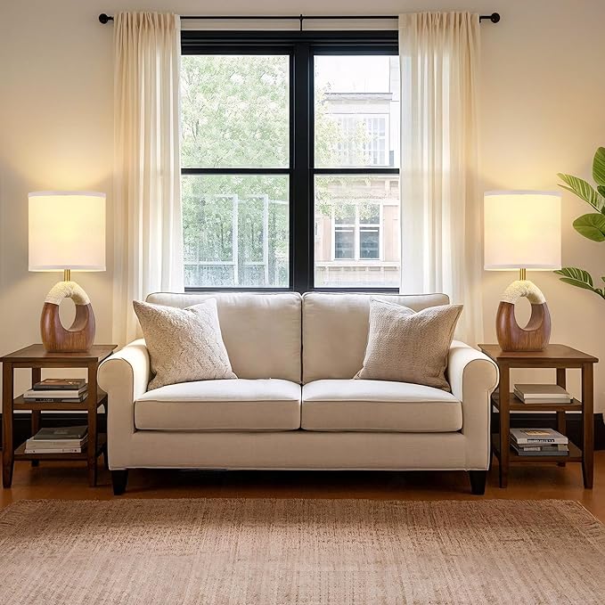 Table Lamp for Bedroom Set of 2 - Bedside Table Lamps with 3 Color Temperatures - Boho Rattan Lamps for Night Stands Small Farmhouse Living Room Lamp for Reading Sleeping Bulbs Included