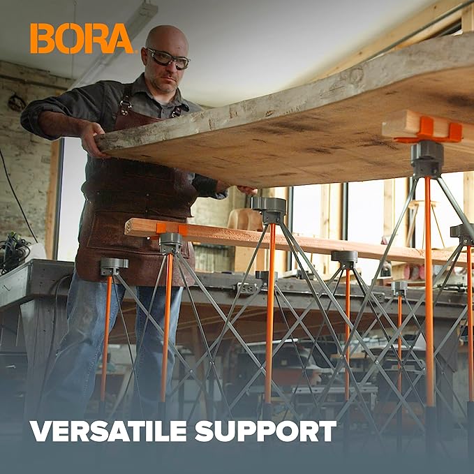 Bora Centipede 30in Folding Work Table Set - No Assembly 9-Strut Collapsible Table 3500lb Weight Limit - 4x4ft Mobile Work Station with Storage Bag, Foldable Work Bench Table - CK9S, Orange/Black
