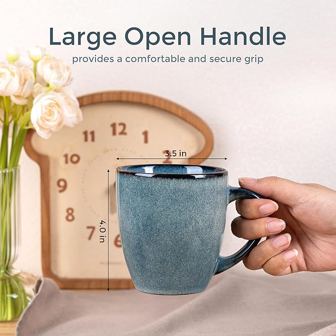 GBHOME Ceramic Coffee Mugs Set of 4, 12oz Stoneware Coffee Mugs Set For Dad Mom Women MEN, Light Weight Ceramic Coffee Cups for Latte/Tea/Beer/Hot Cocoa, Dishwasher & Microwave Safe