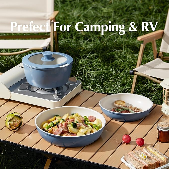 Redchef 16pcs Ceramic Nonstick Pots and Pans Set, Kitchen Cookware Set with Removable Handle, Non Toxic Cookware Set, PFAS PFOA & PTFE Free, RV Ceramic Cookware for Camping, Dishwasher/Oven Safe