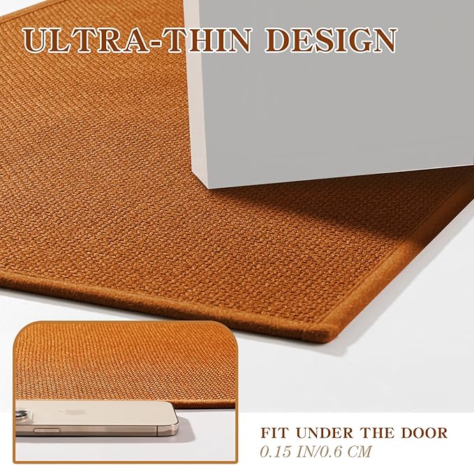 chakme Bathroom Rugs Mat 59x24, Ultra Thin Non Slip Bath Mat Large Quick Dry Absorbent Bath Mat for Bathroom Floor, (Orange, 59"x24")