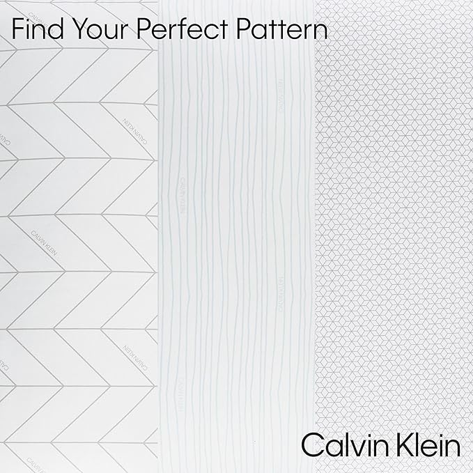 Calvin Klein Wave Print 20" x 28" Standard/Queen Size Set of 2 Bed Pillows for Sleeping, White