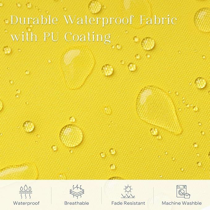 Phantoscope Pack of 2 Outdoor Waterproof Throw Pillow Covers with Contrast Piping, Decorative Square Cushion Case Patio Pillows for Couch Tent Sunbrella, Lemon Yellow 20x20 inches