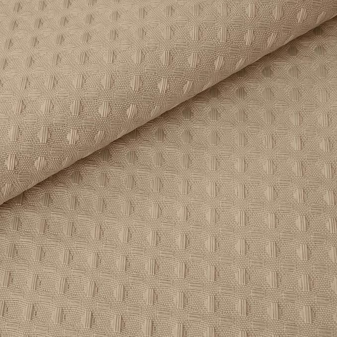 River Dream Heavyweight No Hooks Required Dotted Waffle Weave Shower Curtain with Snap in Liner - 71W x 74H,Hotel Grade,Spa Like Bath Curtain,Linen