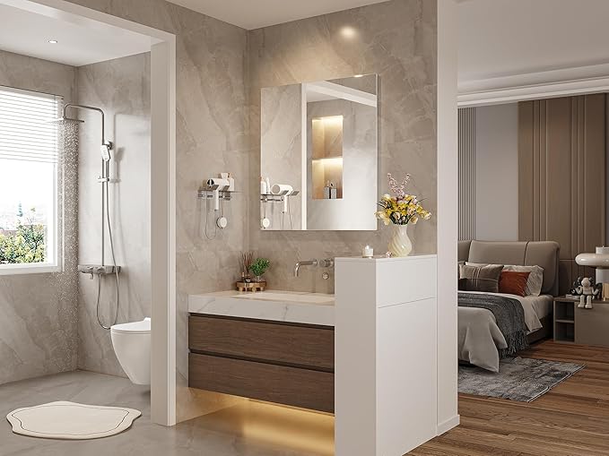 Frameless Mirror, 30"x36" Bathroom Mirrors for Over Sink, Large Tempered Glass Square Vanity Mirror, Wall Mirror for Living Room, Bedroom, Entryway, Gym, Yoga