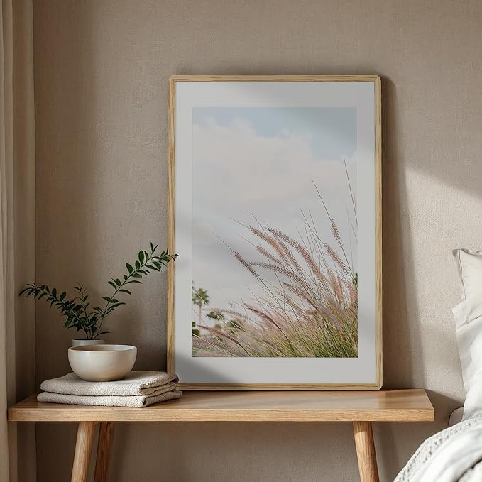 24x36 Poster Frame - Solid Oak Wood 24 x 36 Picture Frame, 24''x36'' Frame With Mat For 20x30, Tempered Glass and Hanging Hardware Included, Minimalist 36 By 24 Photo Frame Wood, Natural Oak