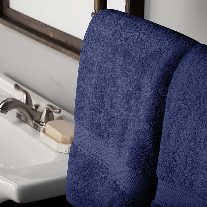 Superior Egyptian Cotton Pile 10 Piece Towel Set, Includes 2 Bath, 4 Hand, 4 Face Towels/Washcloths, Ultra Soft Luxury Towels, Thick Plush Essentials, Guest Bath, Spa, Hotel Bathroom, Navy Blue